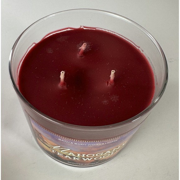 NEW! Bath & Body Works Mahogany Teakwood Scented 3 Wick Candle Large 14.5 OZ - Picture 3 of 9